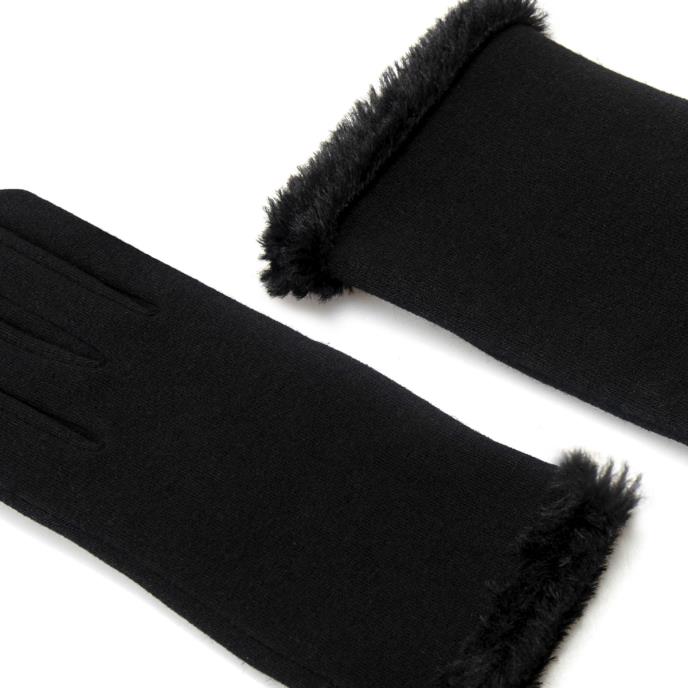 Isotoner® Ladies Thermal SmarTouch Glove With Fur Cuff Black Extra Image 4